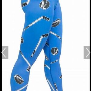 Blue Hockey Stick Print Leggings